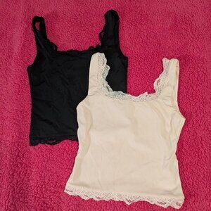 Black and pink lace tank tops